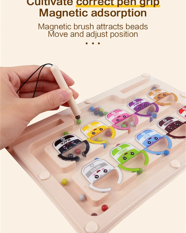 Montessori Magnetic Maze Color Sorting Game Kids Toys Fine Motor Training Pen Control Moving Bead Sensory Play Educational Toys