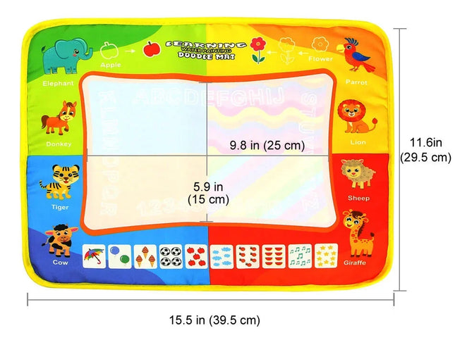 Animal Themes Rainbow Water Drawing Mat with 2 Pens Kids Water Doodle Mat Coloring Books Water Painting Rug Xmas Gift for Kids