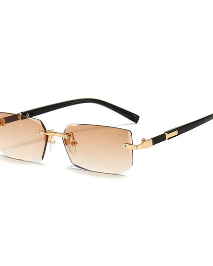 Rimless Sunglasses Rectangle Fashion Popular Women Men Shades Small Square Sun Glasses For Female Male Summer Traveling Oculos