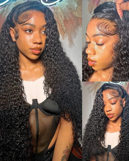 13x4 HD Lace Frontal Wig Deep Wave Frontal Wig 100% Brazilian Curly Human Hair Wigs 4x4 Transparent Lace Front Wig Pre Plucked