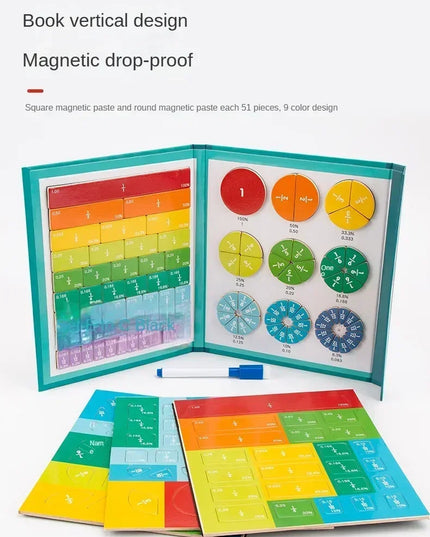 Montessori Magnetic Fraction Learning Math Toy Montessori Arithmetic Teaching Aids Wooden Book Educational Toys For Children
