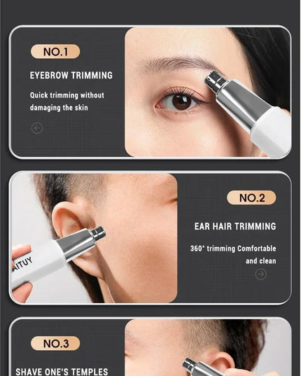2 In 1 Electric Portable Ear And Nose Hair Trimmer Clipper 2024 Professional Painless Portable Eyebrow For Men