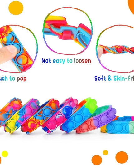 Fidget Toys Pop Bracelet Party Favors Bubble Bracelets Push Poping Sensory Stress Reliever Toys for Kids Children Gifts