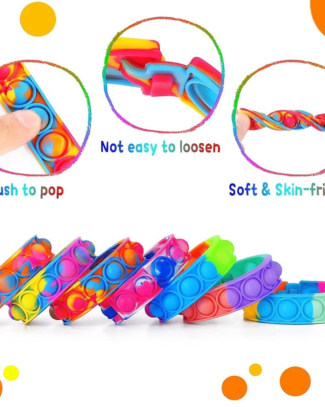 Fidget Toys Pop Bracelet Party Favors Bubble Bracelets Push Poping Sensory Stress Reliever Toys for Kids Children Gifts