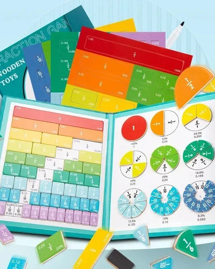 Montessori Magnetic Fraction Learning Math Toy Montessori Arithmetic Teaching Aids Wooden Book Educational Toys For Children