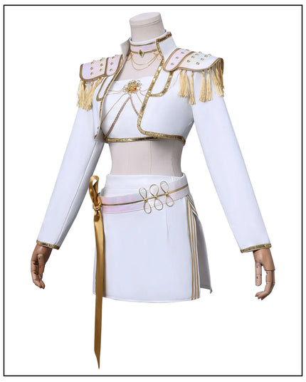 Anime Mira White PU Uniform Cosplay Costume Wig Woman Christmas Halloween Party Clothing