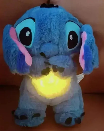 Pink Angel Stitch Plush Doll - Breathing Light & Music, Cute Anime Soothe Toy for Babies/Kids, Ideal Christmas/Birthday Gift