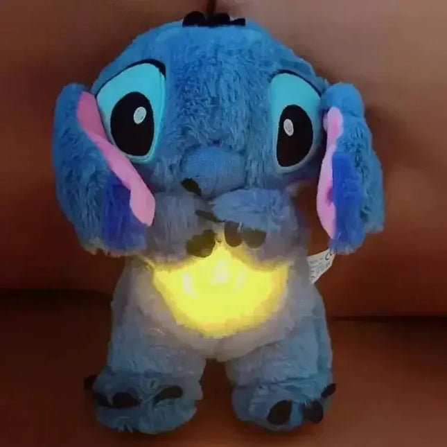 Pink Angel Stitch Plush Doll - Breathing Light & Music, Cute Anime Soothe Toy for Babies/Kids, Ideal Christmas/Birthday Gift