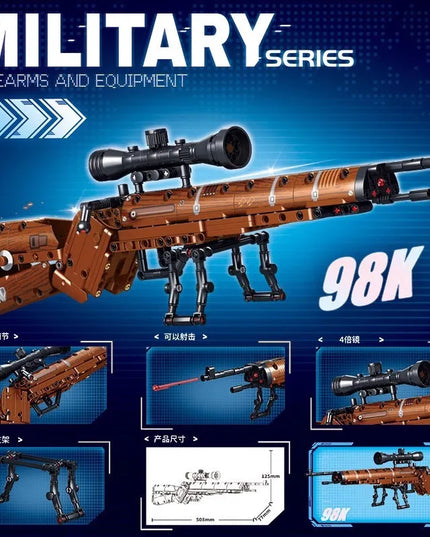 AK47 Assault Rifle Building Blocks Set SWAT City WW2 Military Weapon 98K Rifle Model DIY Assembly Toy Kids Holiday Gift