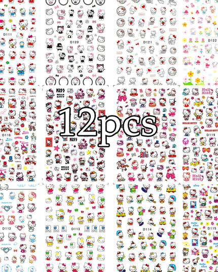 12sheet Cartoon Stitch Angel Nail Stickers Set Multiple Action Kawaii Stitch Nail Art Decals Adhesive Kids Manicure Decorations