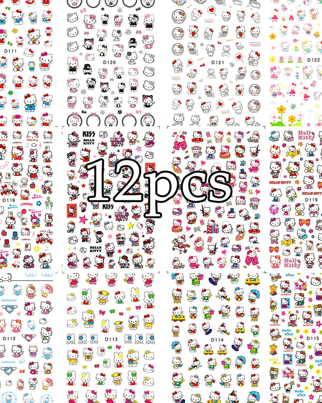12sheet Cartoon Stitch Angel Nail Stickers Set Multiple Action Kawaii Stitch Nail Art Decals Adhesive Kids Manicure Decorations