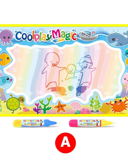 Animal Themes Rainbow Water Drawing Mat with 2 Pens Kids Water Doodle Mat Coloring Books Water Painting Rug Xmas Gift for Kids