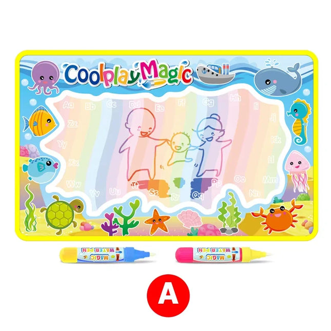 Animal Themes Rainbow Water Drawing Mat with 2 Pens Kids Water Doodle Mat Coloring Books Water Painting Rug Xmas Gift for Kids
