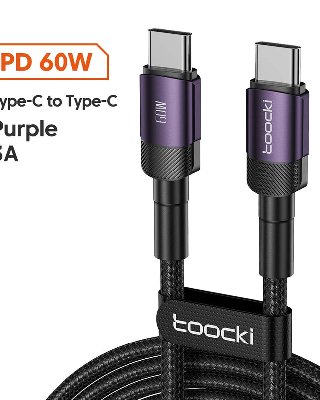 Toocki 100W Type C to USB C Cable PD 3.0 Quick Charge 4.0 Fast Charging Type C to Type C for iPhone 15 Macbook Samsung Xiaomi