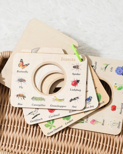 Montessori Wood Book Toys Educational Toys Outdoor Animals Plants Cognitive Puzzle Toys for Kids Wooden 0 12 Months Baby Toys
