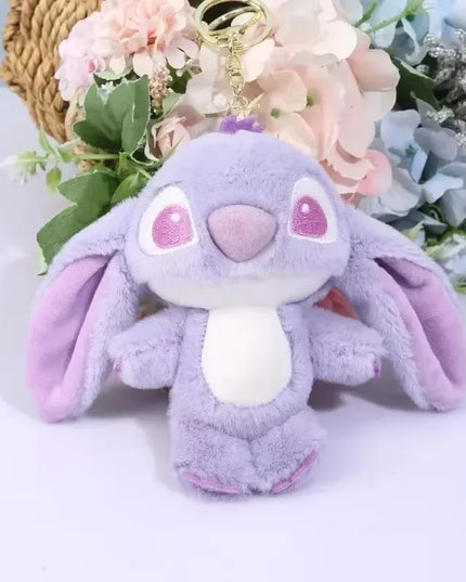 Cartoon Stitch Plush Keychain Soft Toy Cute Stuffed Animal Pendant Gift for Girls  Angel Doll Bag Charm Kids Birthday Present