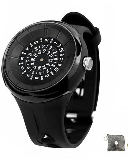 men's watch with a unique dial design, sporty flair, and a comfortable resin strap for both style and comfort.