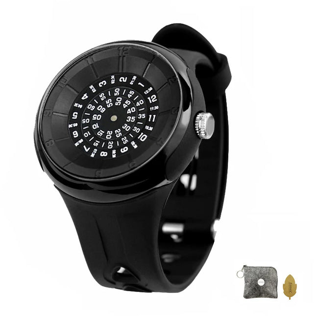 men's watch with a unique dial design, sporty flair, and a comfortable resin strap for both style and comfort.