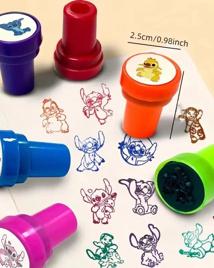 12PCS Cartoon Lilo & Stitch Seal Gift Stitch Cartoon Pattern Seal Kindergarten Rewards Stamps Christmas Gift