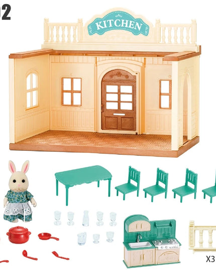 2025 New simulation furniture toys gift simulation room forest family small west house rabbit animal model home play toys
