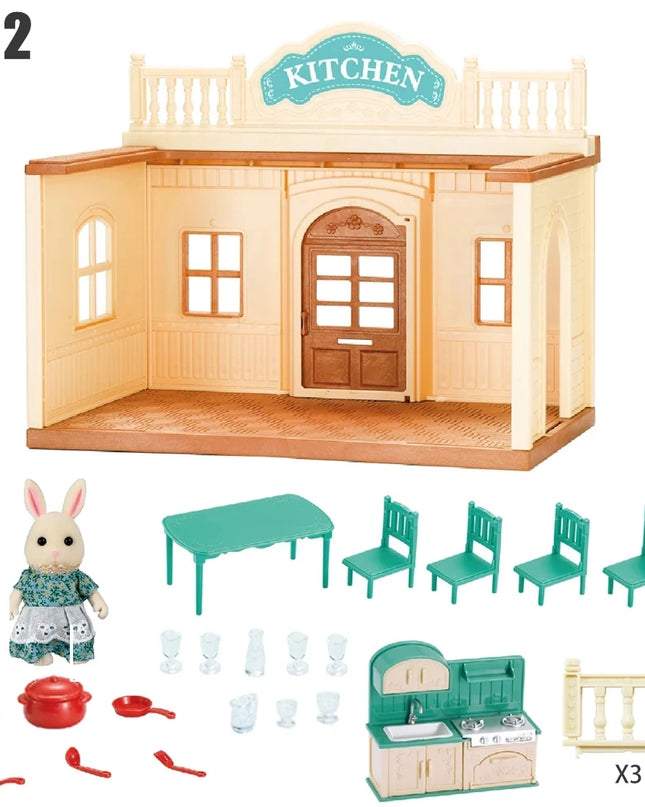 2025 New simulation furniture toys gift simulation room forest family small west house rabbit animal model home play toys