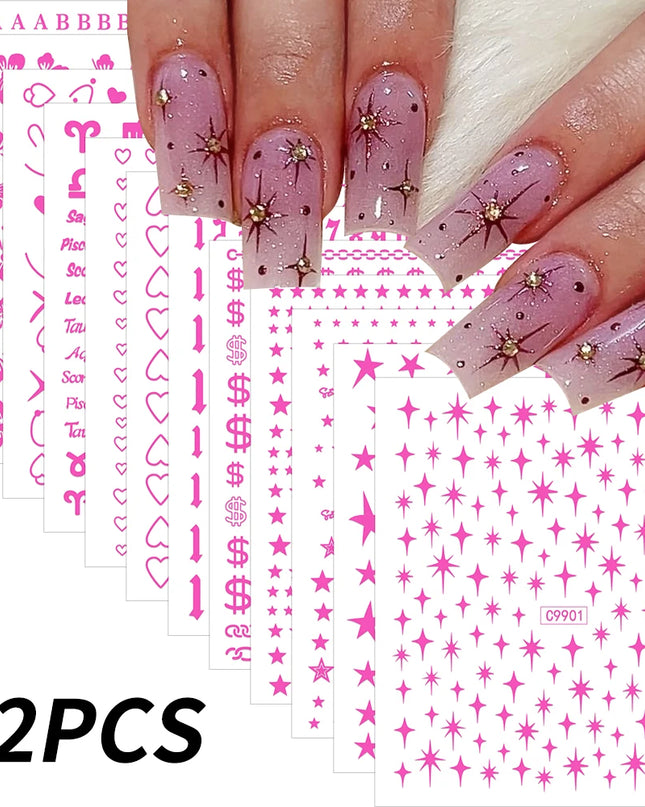 12sheet Cartoon Stitch Angel Nail Stickers Set Multiple Action Kawaii Stitch Nail Art Decals Adhesive Kids Manicure Decorations