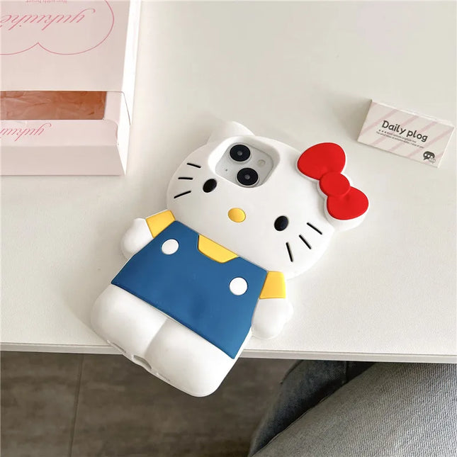 Couple Gift Blue Braces Hello Kitty Cartoon Silicon Back Phone Case for iPhone 12 13 Pro 11 14 15 Pro Max 13 14 Luxury Shell