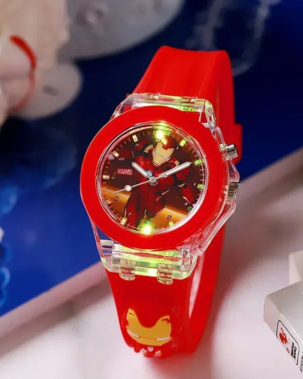 Disney Fashion Minnie Children's Watch Mickey Mouse Children's Flash Light Cartoon Figure Doll Boys Girls Birthday Gifts