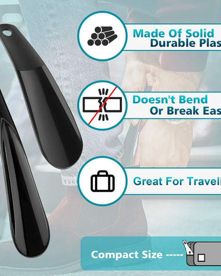6.29‘’  7.87‘’ Lightweight Plastic Shoehorn with Travel Shoe Horn Helper for Men Women-Kids Aid Accessories