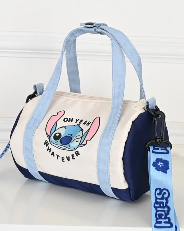 MINISO Stitch Canvas Shoulder Bag For Women Cartoon Strawberry Bear Casual Crossbody Bag Daily Commuting Gift for Kids Christmas
