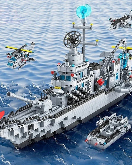 Huge size 1560PCS Navy war ship Army ship model warship 6 in 1 multi-shape combination building blocks to build a boy toy set