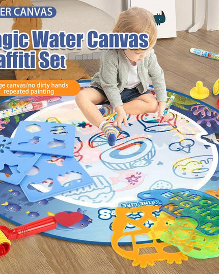 80x80CM Magic Water Drawing Mat Coloring Doodle Mat Montessori Painting Board Painting Pad Magic Pens Kids Educational Toy Gifts