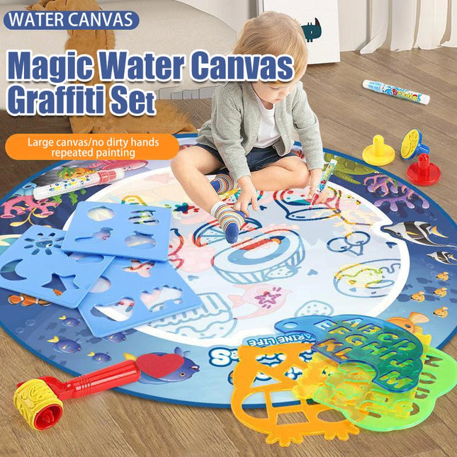 80x80CM Magic Water Drawing Mat Coloring Doodle Mat Montessori Painting Board Painting Pad Magic Pens Kids Educational Toy Gifts