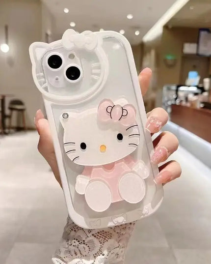Sanrio Hello Kitty make-up mirror phone case for iPhone 16 case protective cover fall-proof transparent premium feeling