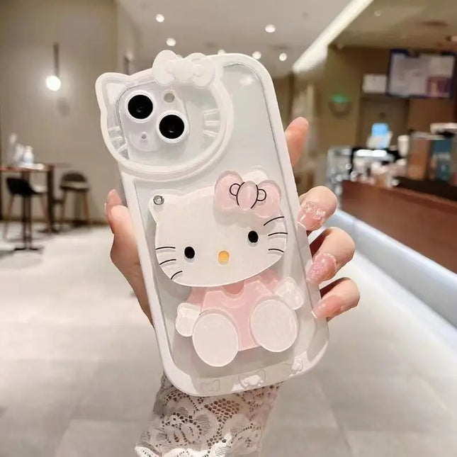 Sanrio Hello Kitty make-up mirror phone case for iPhone 16 case protective cover fall-proof transparent premium feeling