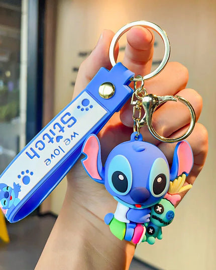 New Anime Disney Keychain Cartoon Mickey Mouse Minnie Lilo & Stitch Cute Doll Keyring Ornament Key Chain Pendant Kids Toys Gifts