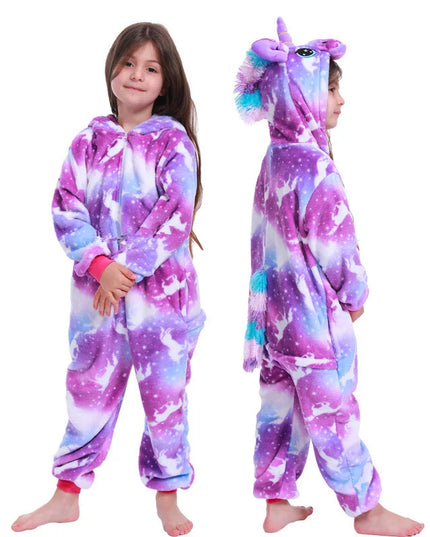 Kigurumi Children Unicorn Panda Animal Flannel Pajamas Set Kids Baby Cartoon Onesies Girls Boys Christmas Party Cosplay Costumes