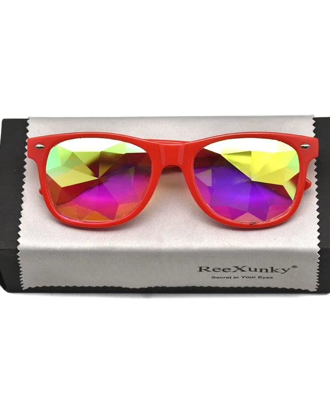 Classic Square Party Sunglasses Women Men Fashion EDM Light Diffraction Futuristic Rave Festival Sun Glasses Psychedelic Prism