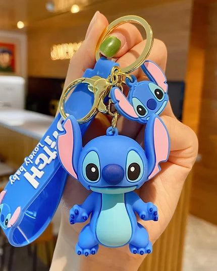 New Anime Disney Keychain Cartoon Mickey Mouse Minnie Lilo & Stitch Cute Doll Keyring Ornament Key Chain Pendant Kids Toys Gifts