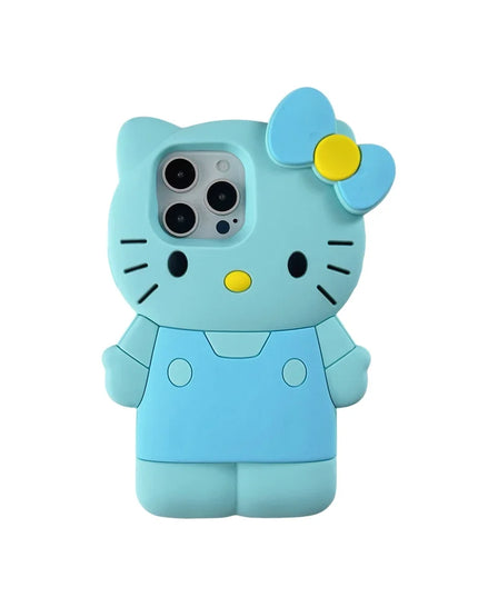 Cute Cartoon Sanrio Hello Kitty Phone Case For iPhone 16 15 14 13 12 11 Pro Max Shockproof 3D Stereoscopic Soft Silicone Cover