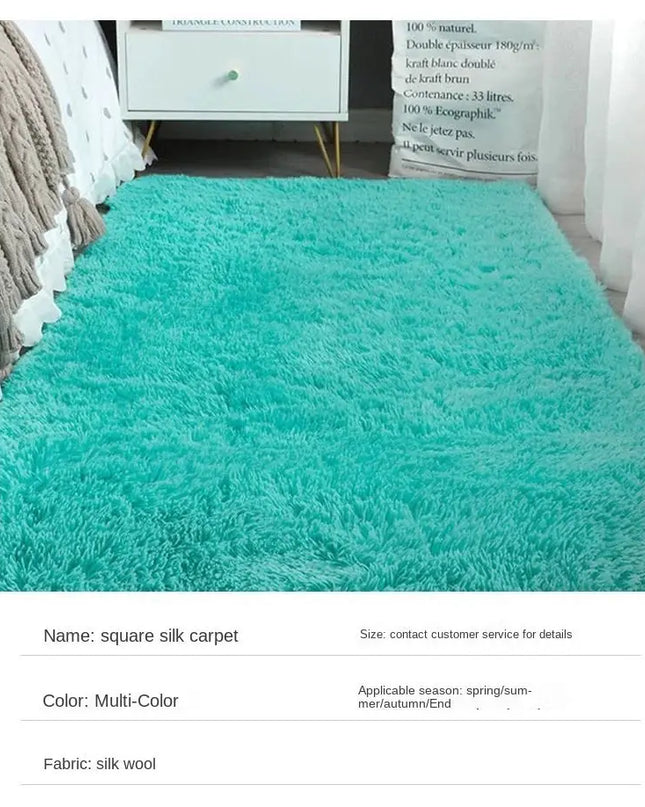 VIKAMA Silk wool Solid Colour Living Room Bedroom Bedside Sofa Soft Mat Home Light Luxury Non-slip Dirty Resistant Washable Rug