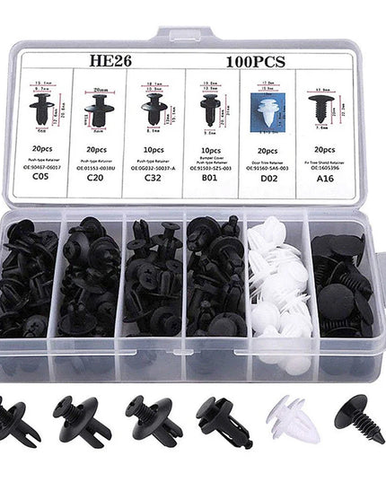 100pcs Auto Fastener Clip Kit Fender Rivet Clips Car Body Push Retainer Pin Rivet Bumper Door Trim Panel Retainer Car Clips