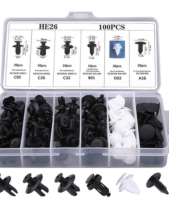100pcs Auto Fastener Clip Kit Fender Rivet Clips Car Body Push Retainer Pin Rivet Bumper Door Trim Panel Retainer Car Clips