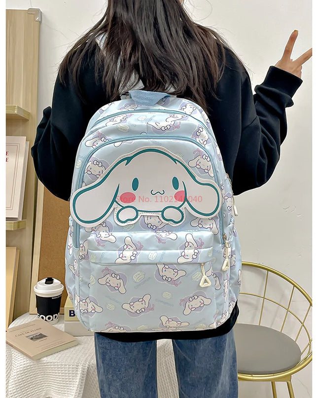 Sanrio Backpack For Kids Cartoon Hello Kitty Kuromi Bookbag Student Teenager Girl Boy Nylon Shoulders Bag Schoolbag Kawaii Bags