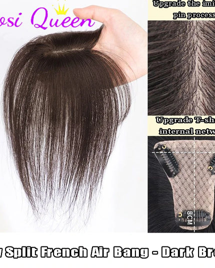 AOSI Synthetic Eight-character Bangs Wig For Women With High Hair Volume And High Skull Covering Gray Hair Replacement Wig