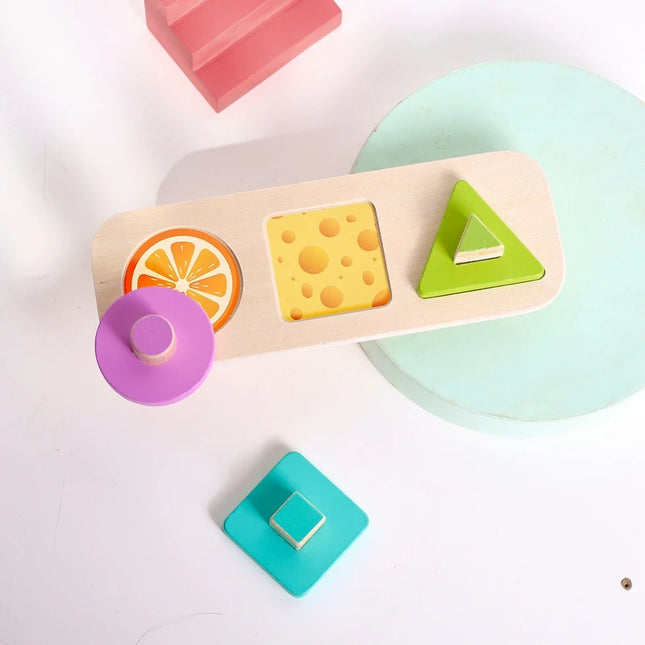 Montessori Wood Toys 0-12Months Baby Colorful Geometry Grasping Board Toys Newborn Sensory Touch Shape Recognition Game Toy Gift