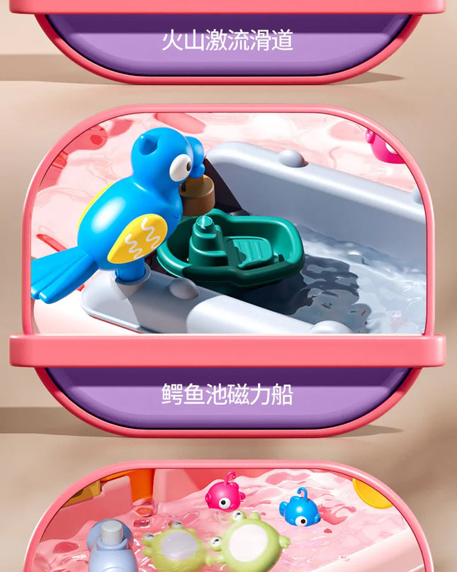 Children's kitchen toys electric fun water play water wash basin fishing dishwashing home role-playing baby early education toy