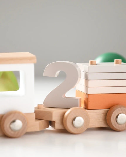 Montessori Toys Wooden Train Birthday Toy Baby Educational Toys Wooden Trolley Baby Learning Toys Number Of Wood Baby Toys Gifts