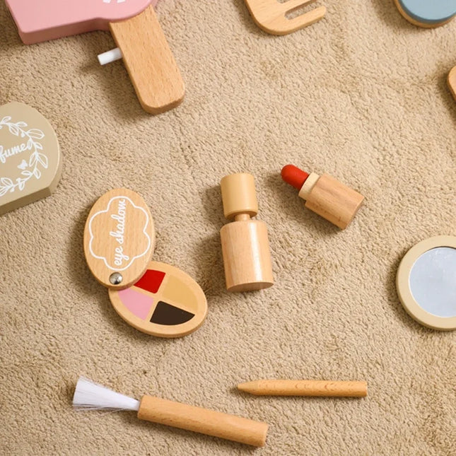 Wooden Baby Toys Simulation Cosmetics Set Pretend Makeup Toys Girls Playing House Game Children Early Education Montessori Toys