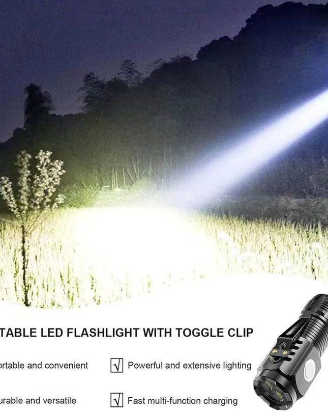 LED Strong Light Flashlight Rechargeable Multi functional for Long Range Portable Outdoor Home Mini Flashlight Cap Clip Light